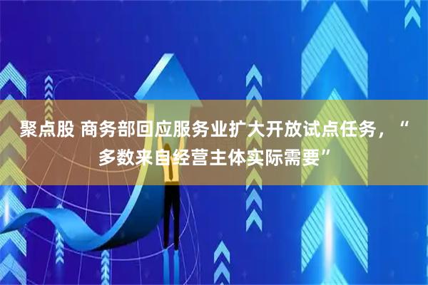 聚点股 商务部回应服务业扩大开放试点任务，“多数来自经营主体实际需要”