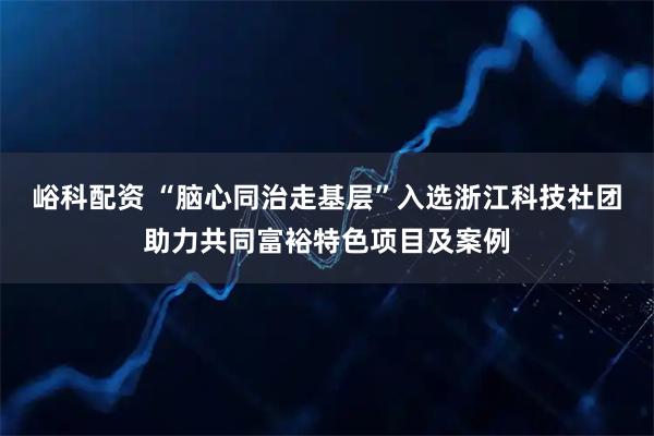 峪科配资 “脑心同治走基层”入选浙江科技社团助力共同富裕特色项目及案例